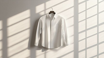 White T-shirt mockup hanging, PNG file, ideal for apparel or clothing design templates. 