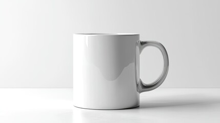Fototapeta premium White mug cup mockup, cutout with transparent background for beverage-related design use.