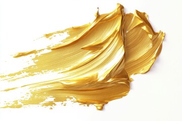 Gold paint stroke on white background (1)