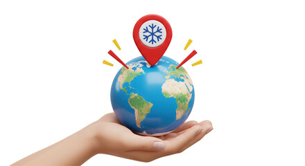 Isolated Globe with Snowflake Pin