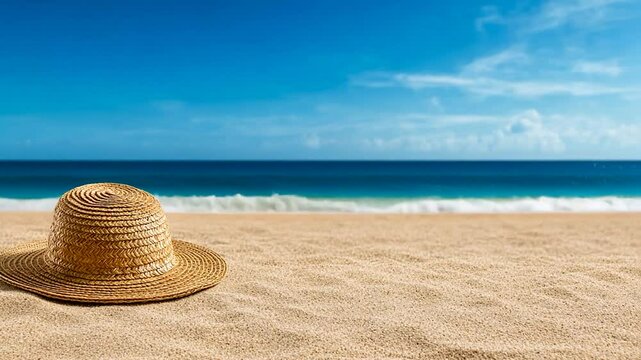 Summer Beach Hat on Sandy Shore