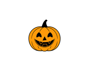 Smiling Halloween Vector  Pumpkin Face  Cartoon Jack-o’-Lantern Vector Isolated on White Background.