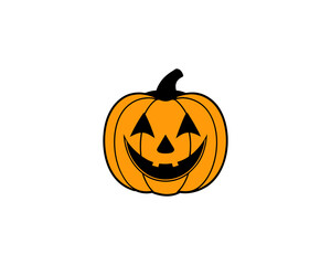 Smiling Halloween Vector  Pumpkin Face  Cartoon Jack-o’-Lantern Vector Isolated on White Background.