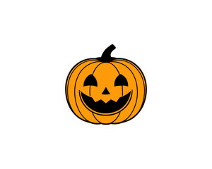 Smiling Halloween Vector  Pumpkin Face  Cartoon Jack-o’-Lantern Vector Isolated on White Background.