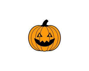 Smiling Halloween Vector  Pumpkin Face  Cartoon Jack-o’-Lantern Vector Isolated on White Background.