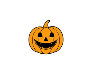 Smiling Halloween Vector  Pumpkin Face  Cartoon Jack-o’-Lantern Vector Isolated on White Background.