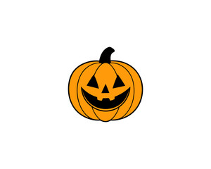 Smiling Halloween Vector  Pumpkin Face  Cartoon Jack-o’-Lantern Vector Isolated on White Background.
