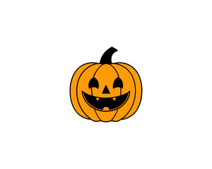 Smiling Halloween Vector  Pumpkin Face  Cartoon Jack-o’-Lantern Vector Isolated on White Background.