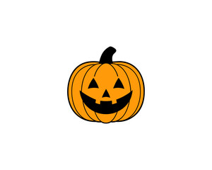 Smiling Halloween Vector  Pumpkin Face  Cartoon Jack-o’-Lantern Vector Isolated on White Background.