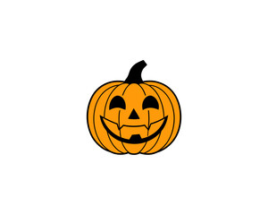 Smiling Halloween Vector  Pumpkin Face  Cartoon Jack-o’-Lantern Vector Isolated on White Background.