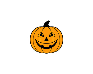 Smiling Halloween Vector  Pumpkin Face  Cartoon Jack-o’-Lantern Vector Isolated on White Background.
