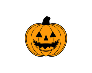 Halloween Pumpkin Clipart – Cute Jack-o'-Lantern Vector Illustration with Smiling Face on White Background.