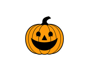 Halloween Pumpkin Clipart – Cute Jack-o'-Lantern Vector Illustration with Smiling Face on White Background.