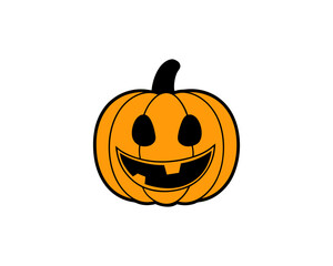 Halloween Pumpkin Clipart – Cute Jack-o'-Lantern Vector Illustration with Smiling Face on White Background.