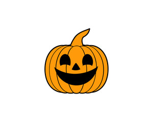 Halloween Pumpkin Clipart – Cute Jack-o'-Lantern Vector Illustration with Smiling Face on White Background.