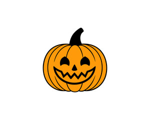 Halloween Pumpkin Clipart – Cute Jack-o'-Lantern Vector Illustration with Smiling Face on White Background.