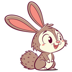 Adorable Cartoon Rabbit Illustration Happy Bunny