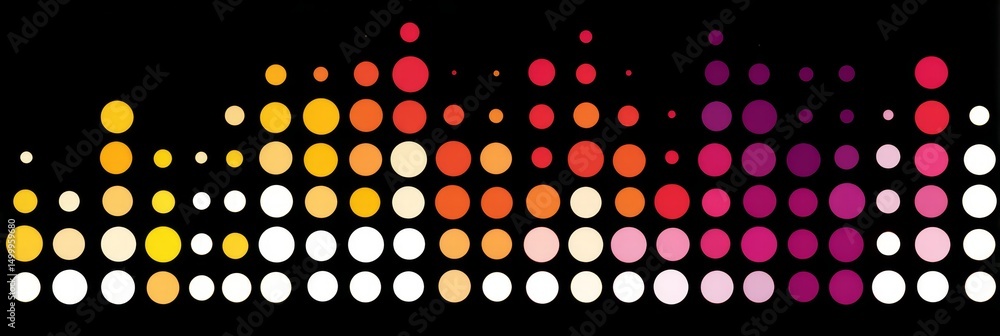 Poster colorful dotted waveform pattern - abstract of a colorful waveform, represented by graduated circles