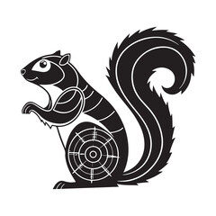  Stylized Black and White Squirrel with Nut