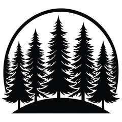 Obraz premium Pine Forest with Sunset Silhouette Design