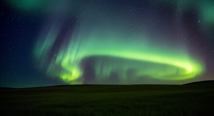 Fototapeta premium Northern Lights Over Field