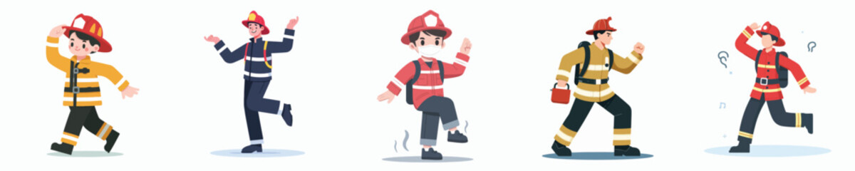 firefighter character vector dancing