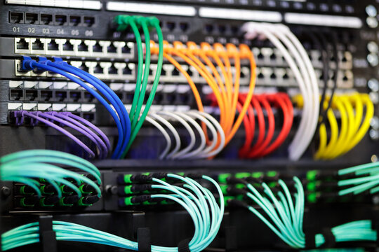 modern networking equipment in server racks
