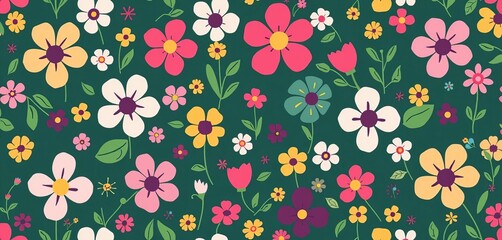 Simple, seamless pattern of abstract cute flowers A charming floral background ideal for fabric, prints, and crafts, summer, craft