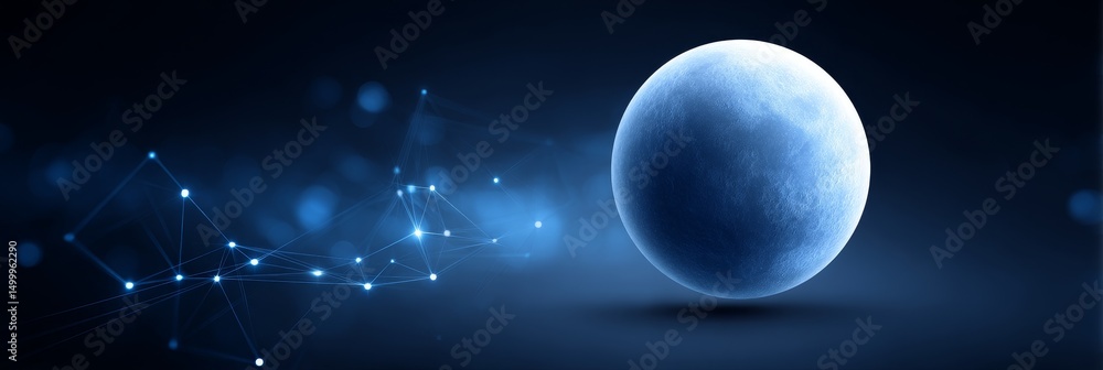 Poster global network connection - abstract of a planet connected to a network, representing global communi