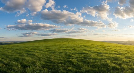 Fototapeta premium Green Hill Under Cloudy Sky