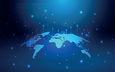 Isolated world map vector illustration on blue background © vector designer