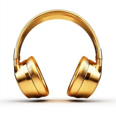 Gold headphones, front view, isolated