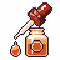 Fototapeta premium Pixel art of dropper and bottle with liquid elixir, retro digital