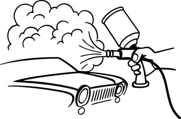 Car cleaning illustration handwashing with hose and suds for auto care and maintenance