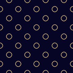 Simple vector minimal geometric seamless pattern. Luxury black and gold texture with linear circles, dots, bubbles. Subtle golden abstract background. Minimalist repeated design for decor, textile