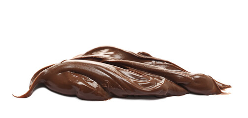 Cream chocolate spread isolated on white background, side view
