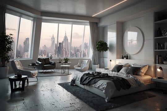 Futuristic modern interior apartment space