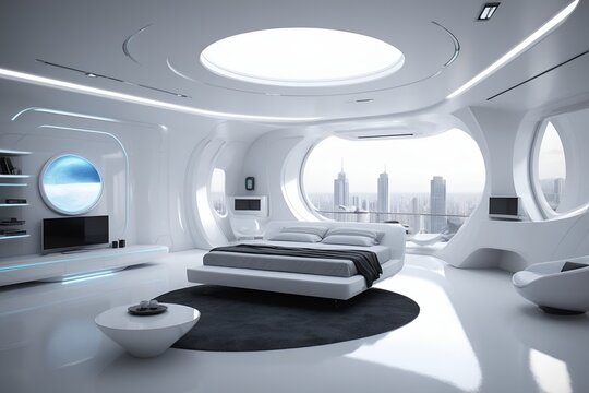 Futuristic modern interior apartment space