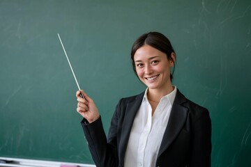 Teacher pointing with pointer