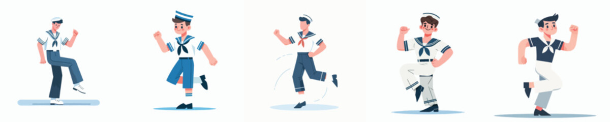 Sailor character vector is dancing