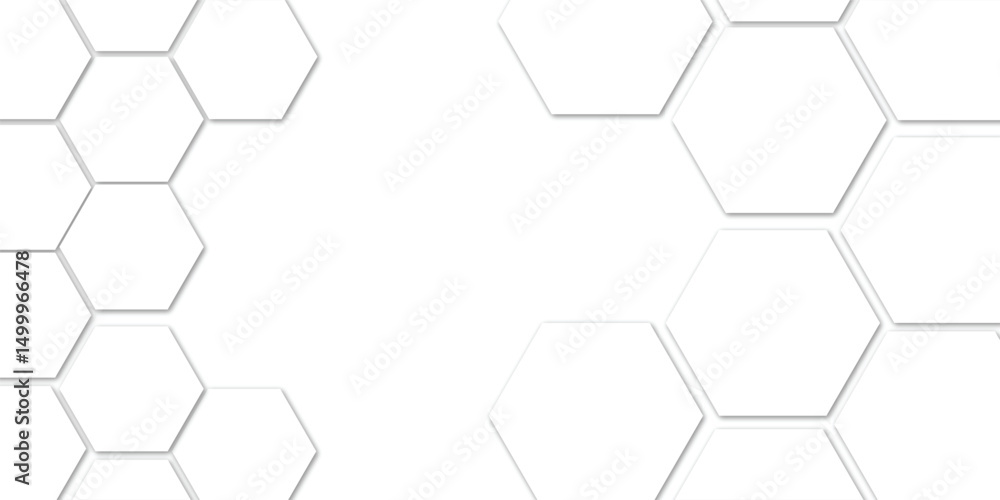 Poster abstract technology white geometric hexagon on transparent concept design honeycomb shape vector.