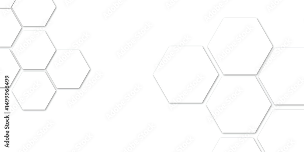 Poster abstract technology white geometric hexagon on transparent concept design honeycomb shape vector.