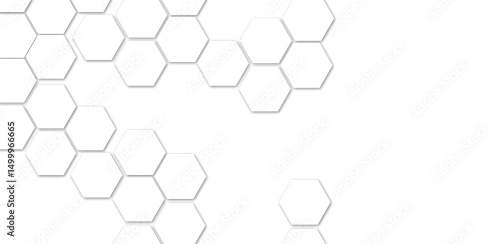 Poster abstract technology white geometric hexagon on transparent concept design honeycomb shape vector.