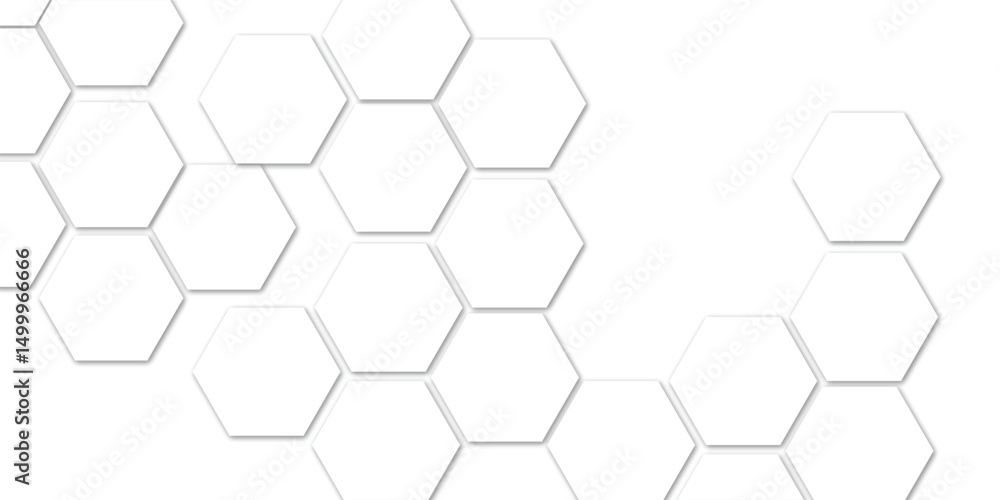 Poster abstract technology white geometric hexagon on transparent concept design honeycomb shape vector.