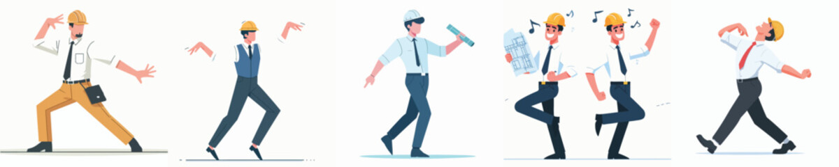 vector character architect is dancing