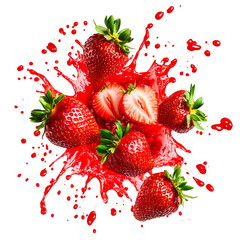 Juicy Strawberries Splashing in Red - Fresh Fruit Burst
