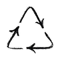 Hand drawn recycle arrow icon Recycling resources symbol Reuse of materials, zero waste, green environment, saving the planet