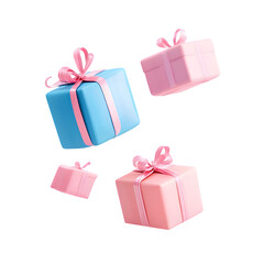 Floating Pink and Blue Presents - Gift Boxes with Ribbons