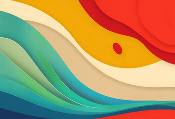 Retro Inspired Colorful Fluid Layers with Warm Vibes Digital Illustration