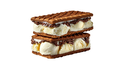 Ice cream sandwich, rectangular in shape, cut out